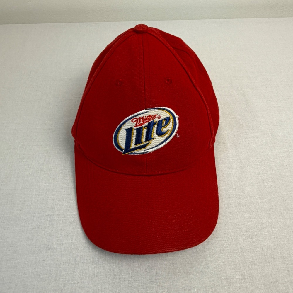 Miller Lite Beer Hat Red Baseball Cap Acme Embroidered Logo Adjustable Strap